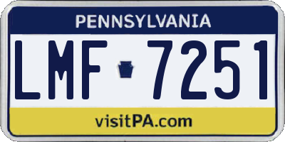 PA license plate LMF7251