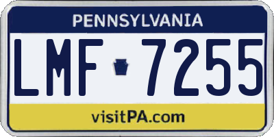 PA license plate LMF7255