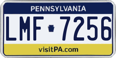 PA license plate LMF7256