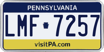 PA license plate LMF7257