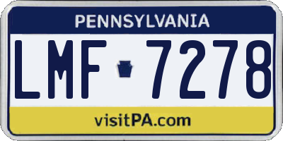 PA license plate LMF7278