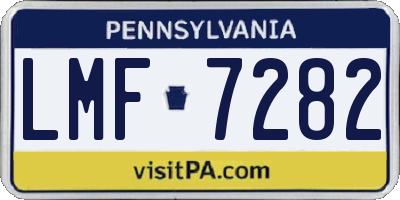 PA license plate LMF7282