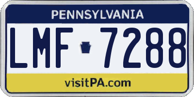 PA license plate LMF7288