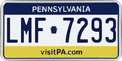 PA license plate LMF7293