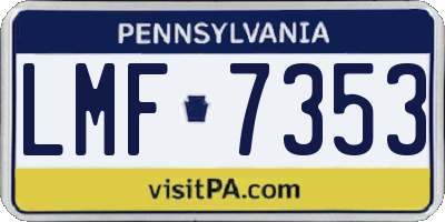 PA license plate LMF7353