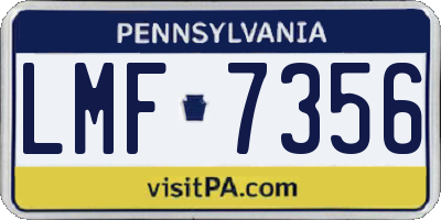PA license plate LMF7356