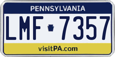 PA license plate LMF7357