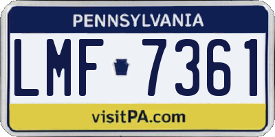 PA license plate LMF7361