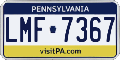 PA license plate LMF7367