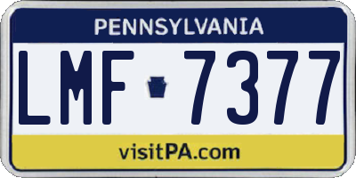 PA license plate LMF7377