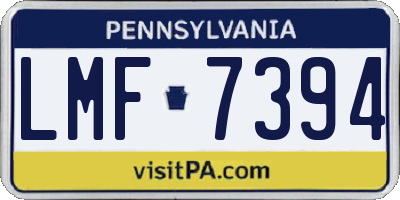 PA license plate LMF7394