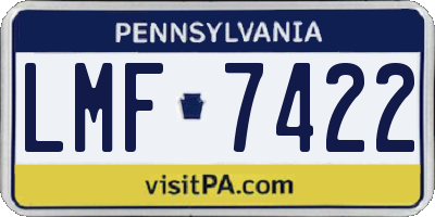 PA license plate LMF7422