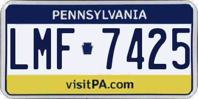 PA license plate LMF7425