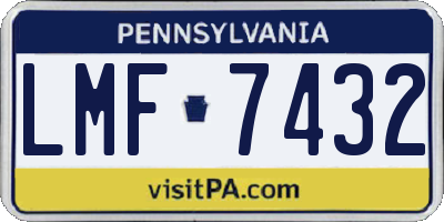PA license plate LMF7432