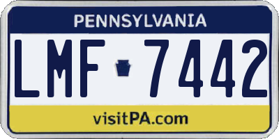 PA license plate LMF7442