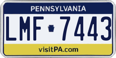 PA license plate LMF7443