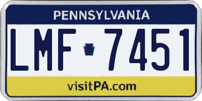 PA license plate LMF7451