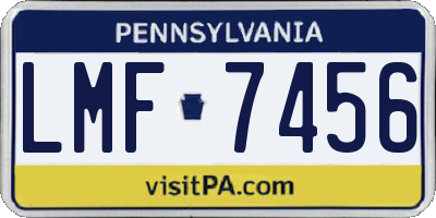 PA license plate LMF7456