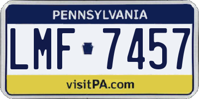 PA license plate LMF7457