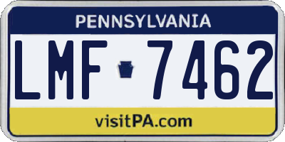 PA license plate LMF7462