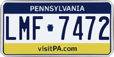PA license plate LMF7472