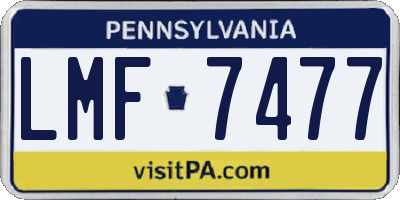 PA license plate LMF7477