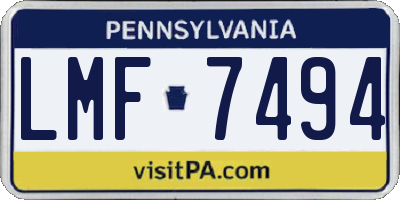 PA license plate LMF7494