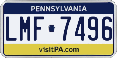 PA license plate LMF7496