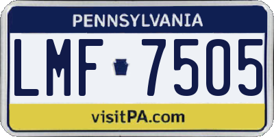 PA license plate LMF7505