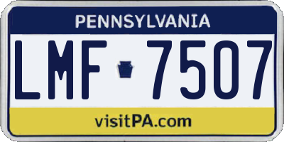 PA license plate LMF7507