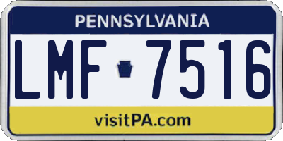 PA license plate LMF7516