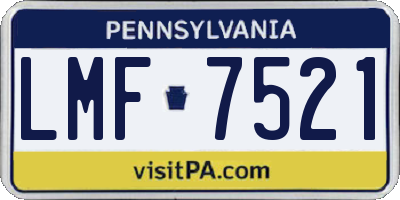 PA license plate LMF7521