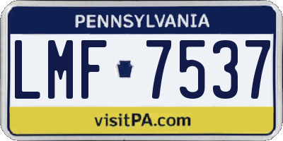 PA license plate LMF7537