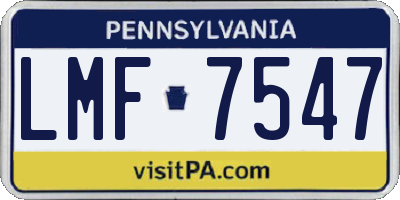 PA license plate LMF7547