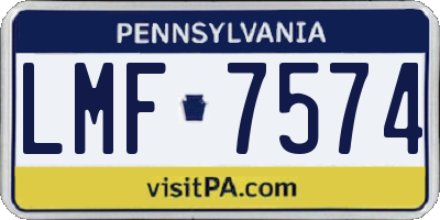 PA license plate LMF7574