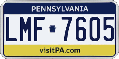 PA license plate LMF7605