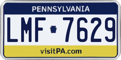 PA license plate LMF7629