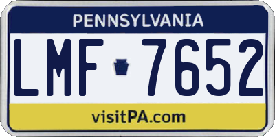 PA license plate LMF7652