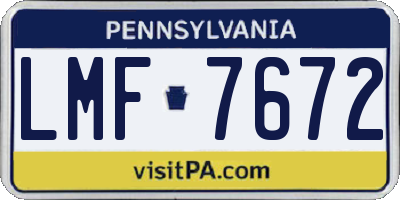 PA license plate LMF7672