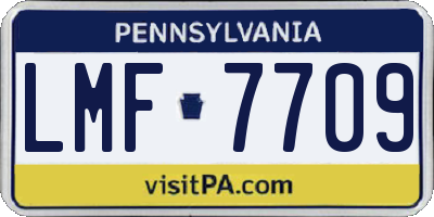 PA license plate LMF7709
