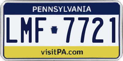 PA license plate LMF7721
