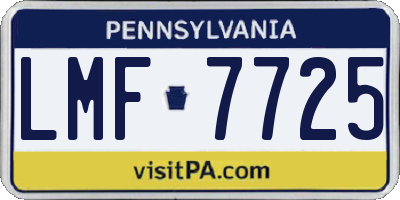 PA license plate LMF7725