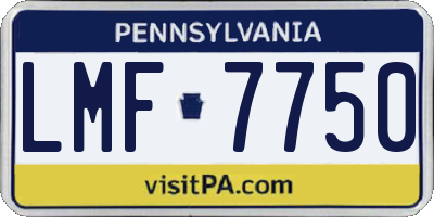 PA license plate LMF7750
