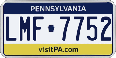 PA license plate LMF7752