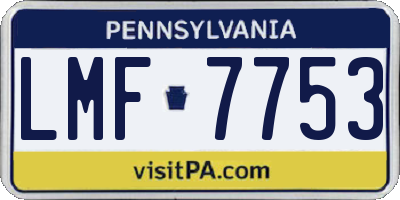 PA license plate LMF7753