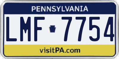PA license plate LMF7754