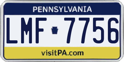 PA license plate LMF7756