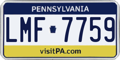 PA license plate LMF7759