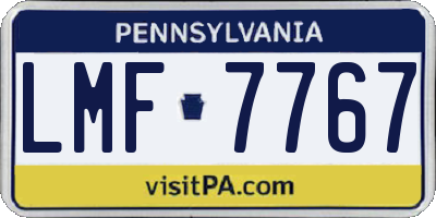 PA license plate LMF7767