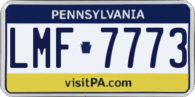 PA license plate LMF7773